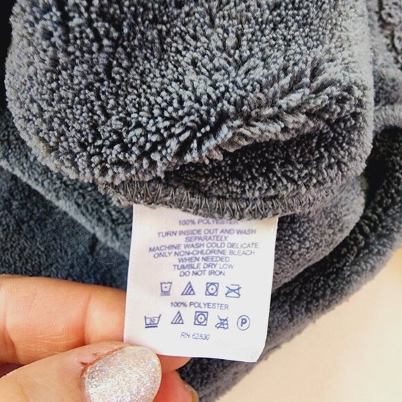 Lands End Jacket Women Large 14-16 Gray Fleece Soft Full Zip Pockets Collar - Picture 7 of 10